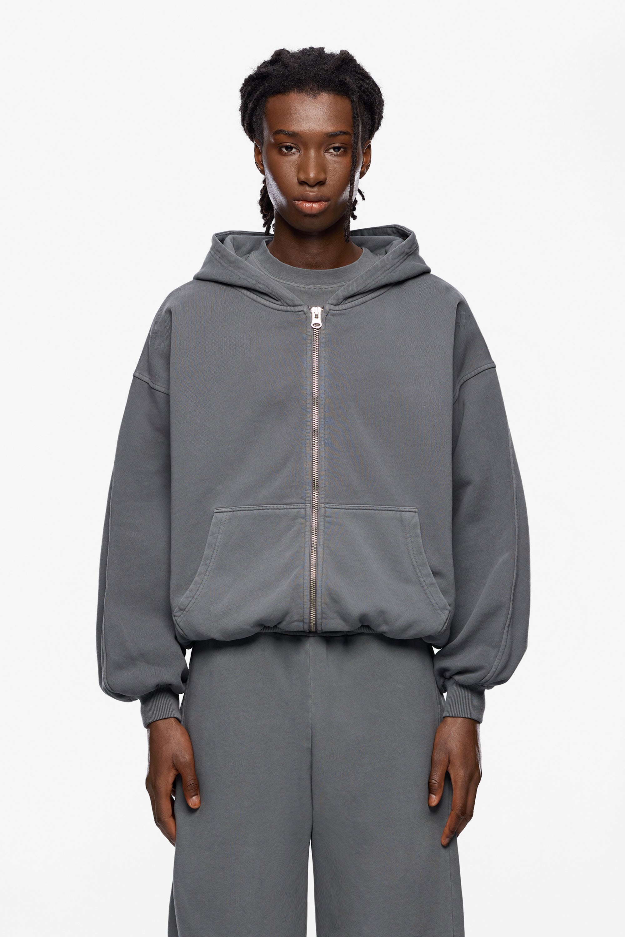 Washed Blank Zip Hoodie